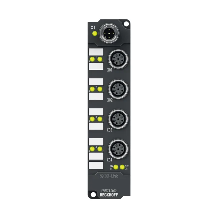 Beckhoff EPI3174-0002 IO-Link box, 4-channel analog input, multi-function, ±10 V, 0/4…20 mA, 16 bit, differential, M12