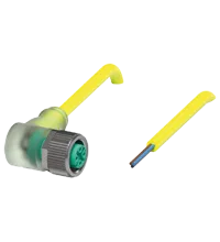 Pepperl+Fuchs V1-W-E2-YE5M-PVC-U Female cordset single-ended M12 angled A-coded, LED 3-pin, PVC cable yellow, UL approved