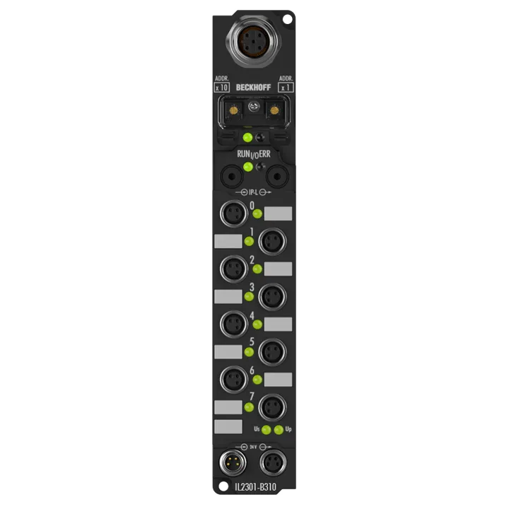 Beckhoff IL2301-B310 Coupler Box, 4-channel digital input + 4-channel digital output, PROFIBUS, 24 V DC, 3 ms, 05 A, M8