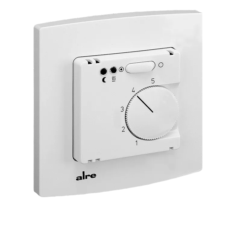 Alre FETR 101.715#21 Underfloor temperature controller with remote sensor, flush-mounted, 10-50…°C, alre frame, cover 50x50mm, pure white, gloss