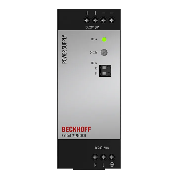 Beckhoff PS1061-2420-0000 Power supply PS1000; output: 24 V DC, 20 A; input: AC 200…240 V, 1-phase