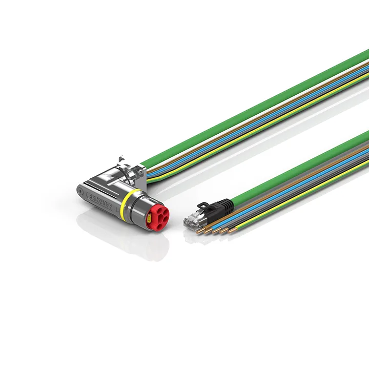 Beckhoff ZK7314-CJ00-Axxx B23, ENP cable, PUR, 5 G 40 mm² + (1 x 4 x AWG22), drag chain suitable, key 1 (2 x 24 V DC + PE)
