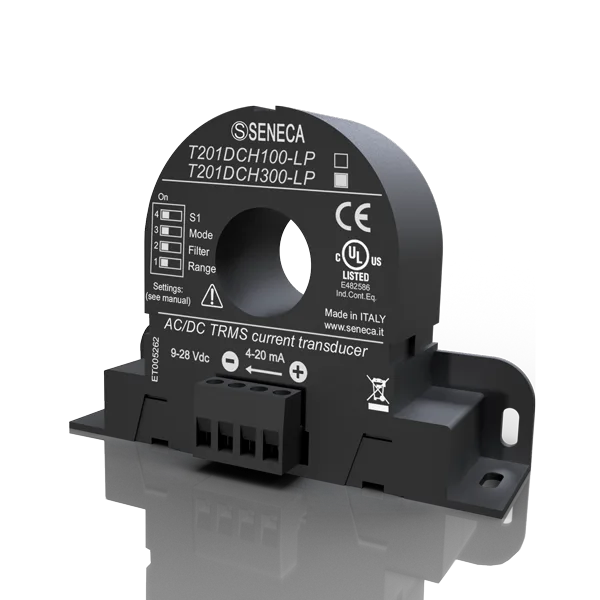 Seneca T201DCH300-LP AC/DC contactless TRMS current (± 300 A) transducer, Hall Effect with 420 mA AO