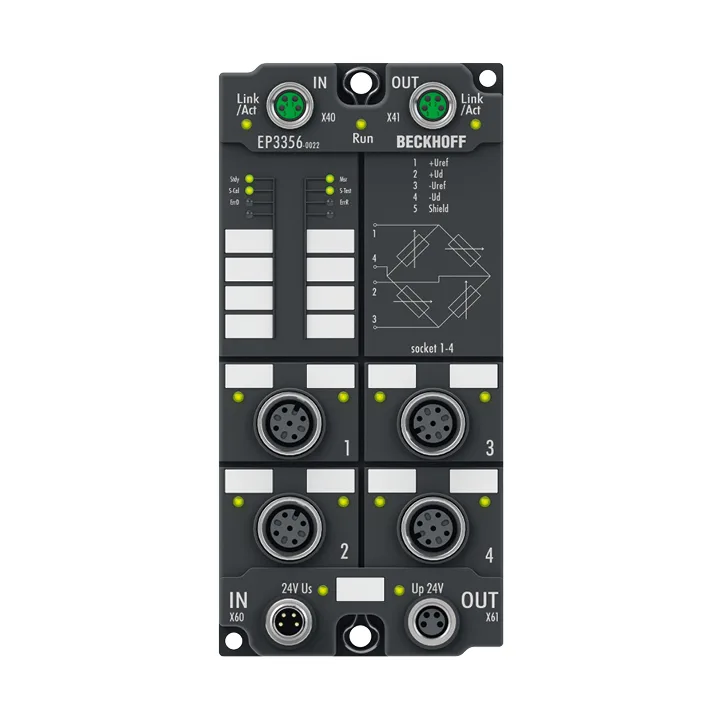 Beckhoff EP3356-0022 EtherCAT Box, 1-channel analog input, measuring bridge, full bridge, 24 bit, M12