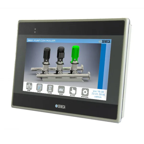 Seneca VISUAL4ET 7" HMI panel touchscreen with Ethernet port with aluminium housing