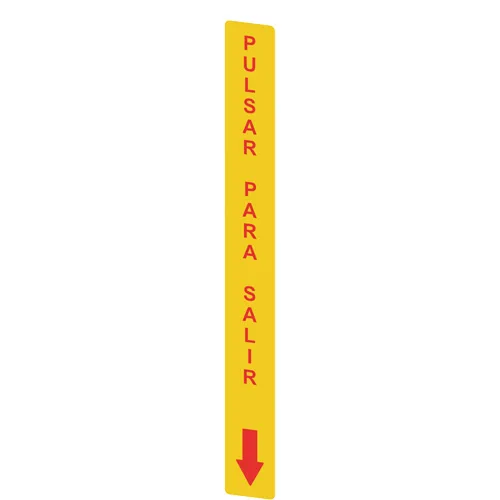 Pizzato VF AP-A1AGR06 Yellow adhesive in PC, rectangular 300x32 mm, red writing "PULSAR PARA SALIR"