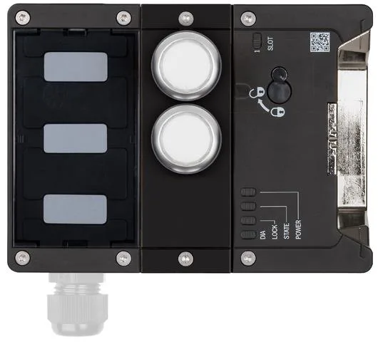 Euchner MGB2-L2-BR-U-XB7S0-DY-R-164400 Locking module MGB2-L2-BR (2 pushbuttons, open-circuit current principle, door hinge on right)