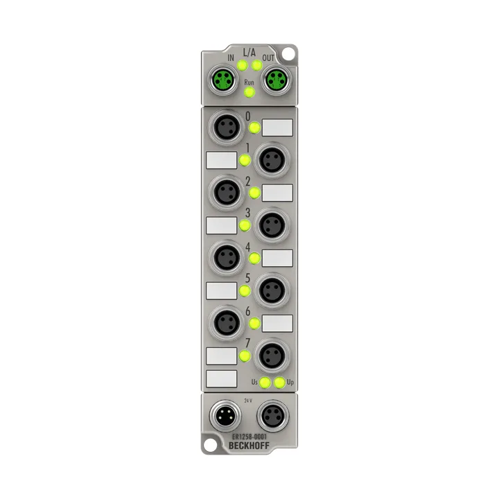 Beckhoff ER1258-0001 EtherCAT Box, 8-channel digital input, 24 V DC, 1 µs, M8, timestamp, zinc die-cast