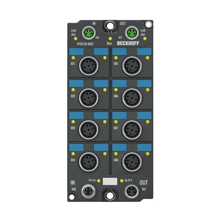 Beckhoff EPX3158-0022 EtherCAT Box, 8-channel analog input, current, 4…20 mA, 16 bit, single-ended, M12, Ex i