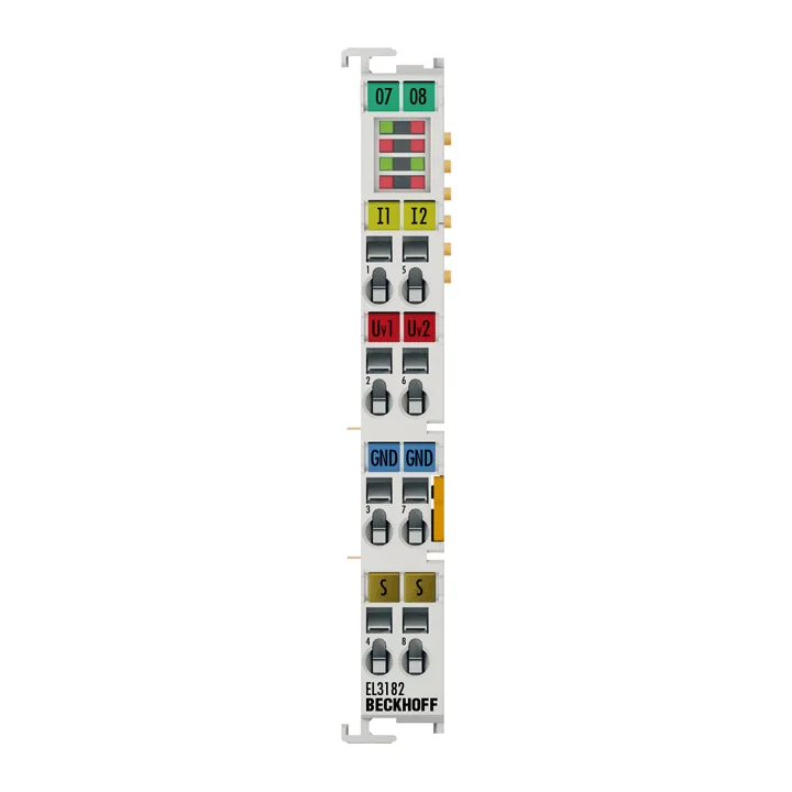Beckhoff EL3182 EtherCAT Terminal, 2-channel analog input, current, 0/4…20 mA, 16 bit, single-ended, HART