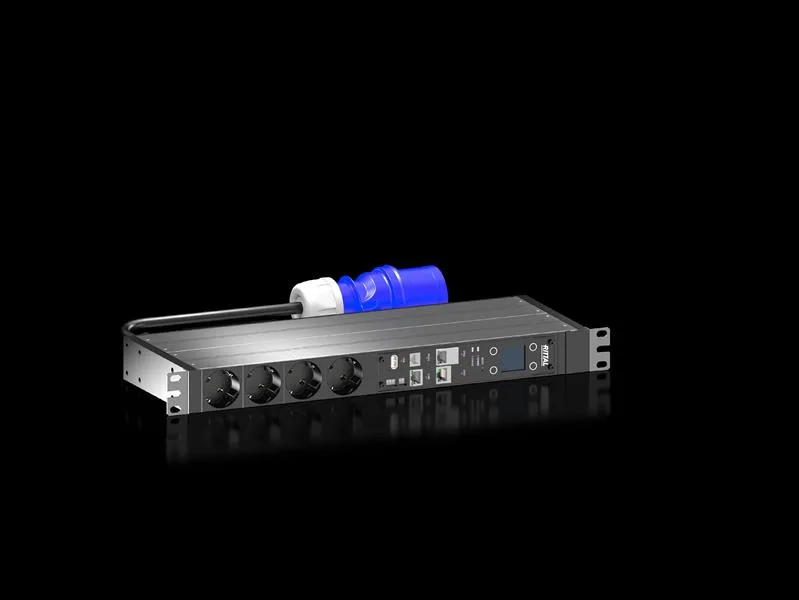 Rittal DK 7979.203 DK PDU ölçümlü, kompakt basic güç dağıtımı çıkış başına enerji ölçümü dahil, network ara yüzlü ve ekranlı ile, GYD: 450x440x144 mm, CEE 7/3: 4 topraklama pimi