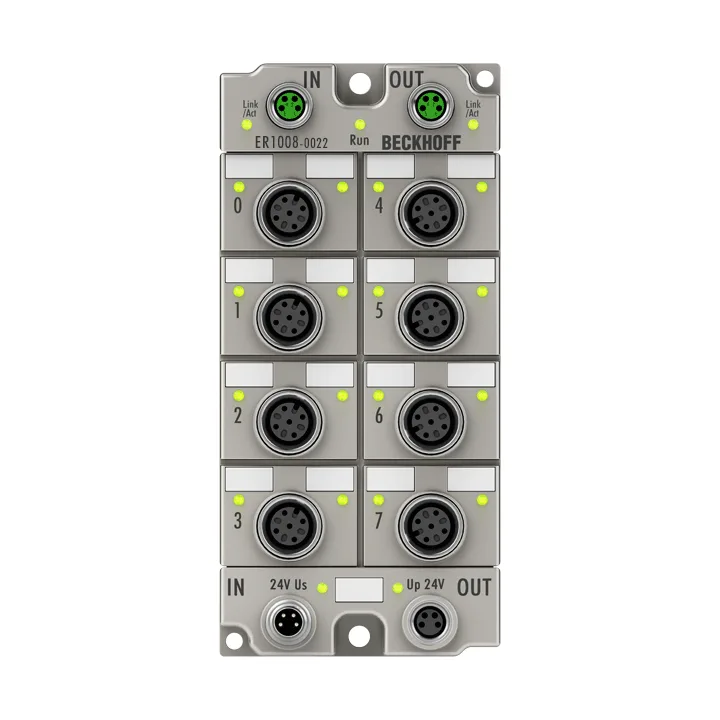 Beckhoff ER1008-0022 EtherCAT Box, 8-channel digital input, 24 V DC, 3 ms, M12, zinc die-cast