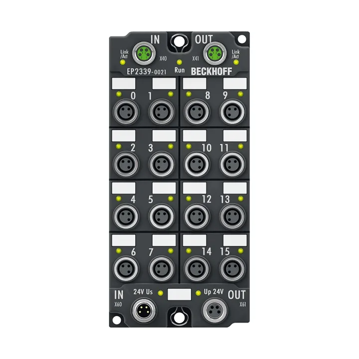 Beckhoff EP2339-0021 EtherCAT Box, 16-channel digital combi, 24 V DC, 3 ms, 05 A, M8