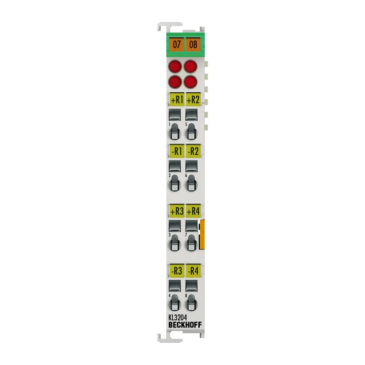 Beckhoff KL3204 Bus Terminal, 4-channel analog input, temperature, RTD (Pt100), 16 bit