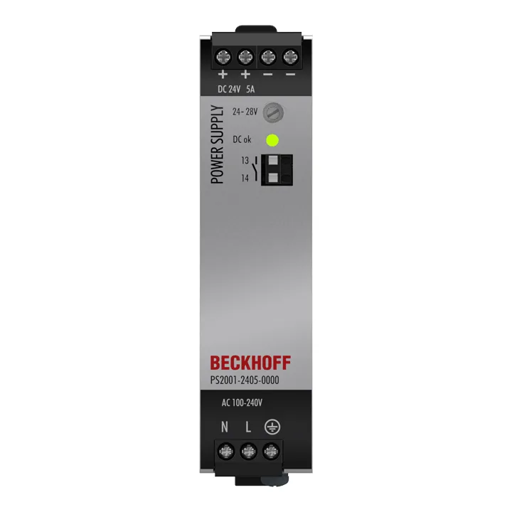 Beckhoff PS2001-2405-0000 Power supply PS2000; output: 24 V DC, 5 A; input: AC 100…240 V/DC 110…150 V, 1-phase