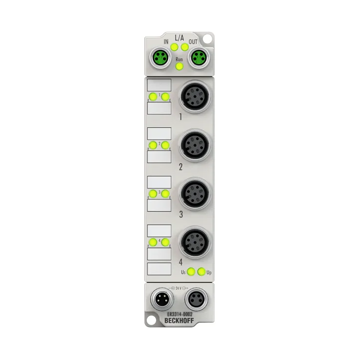 Beckhoff ER3314-0002 EtherCAT Box, 4-channel analog input, temperature, thermocouple, 16 bit, M12, zinc die-cast