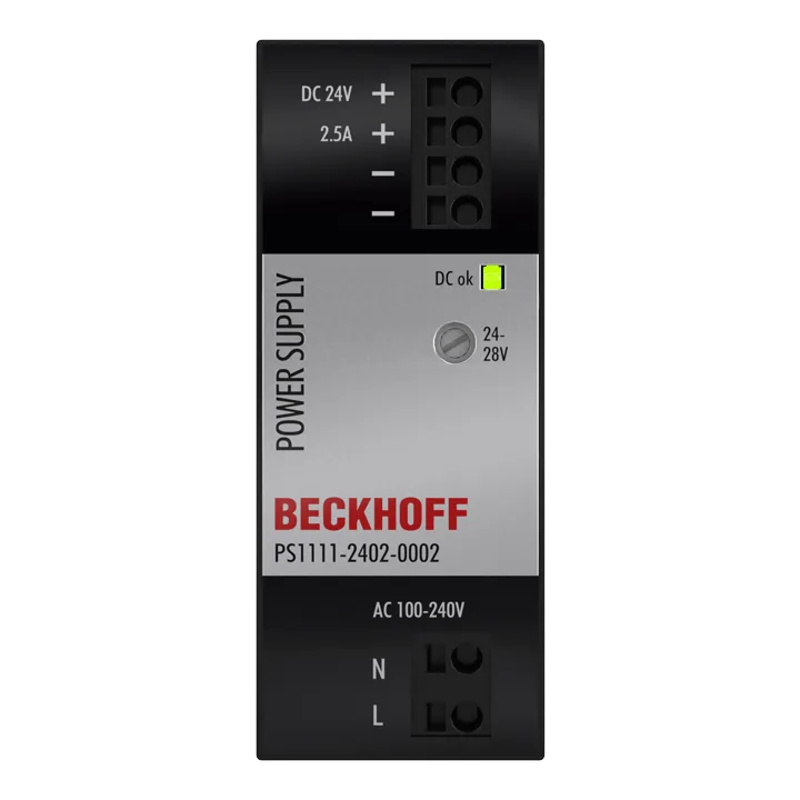 Beckhoff PS1111-2402-0002 Power supply PS1000; output: 24 V DC, 25 A; input: AC 100…240 V, 1-phase, NEC Class2