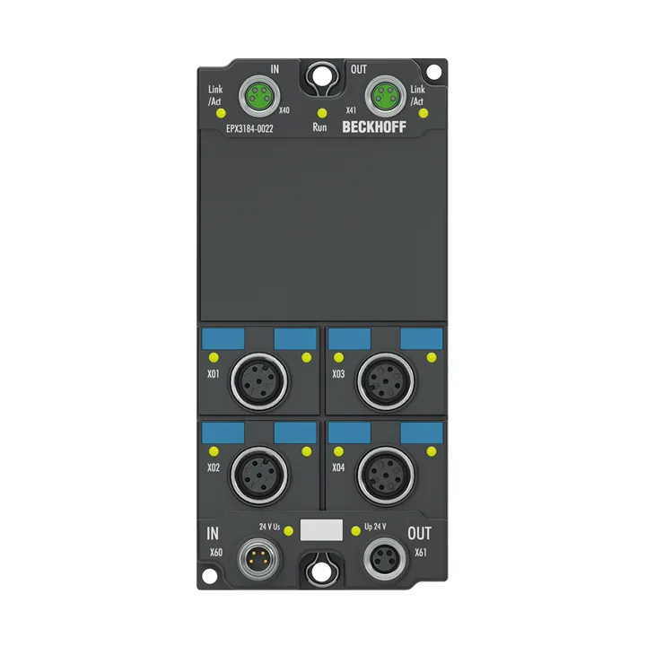 Beckhoff EPX3184-0022 EtherCAT Box, 4-channel analog input, current, 4…20 mA, 16 bit, single-ended, M12, HART, Ex i