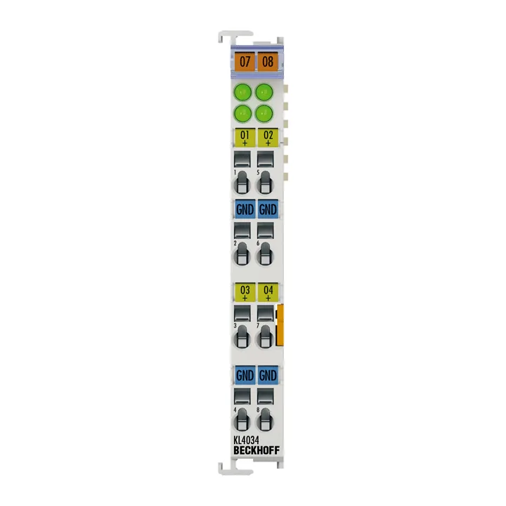 Beckhoff KL4034 Bus Terminal, 4-channel analog output, voltage, ±10 V, 12 bit, differential