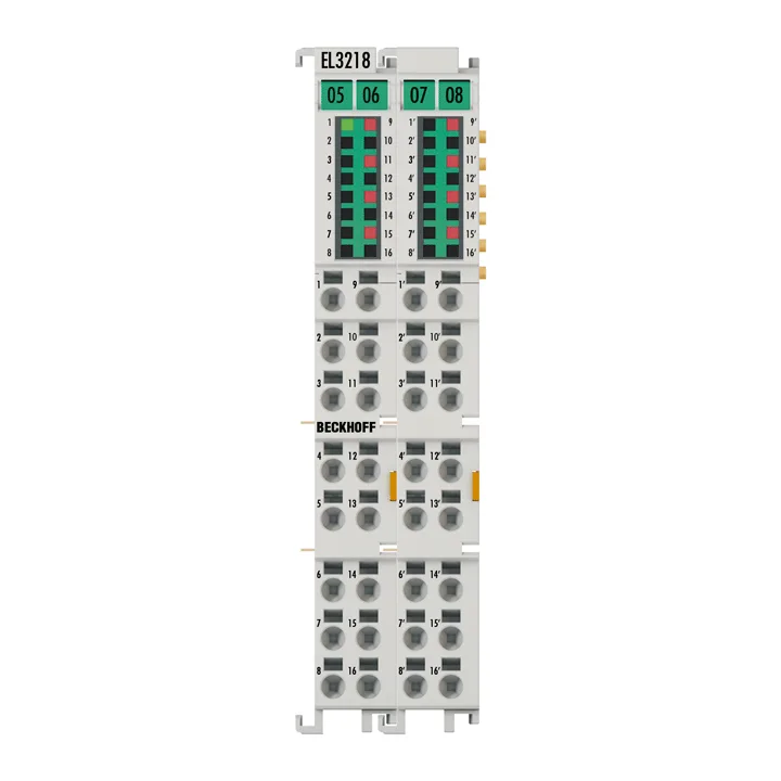 Beckhoff EL3218 EtherCAT Terminal, 8-channel analog input, temperature, RTD (Pt100), 16 bit, 3-wire connection