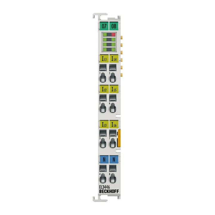 Beckhoff EL3446 EtherCAT Terminal, 6-channel analog input, current, 1 A, 24 bit, distributed power measurement