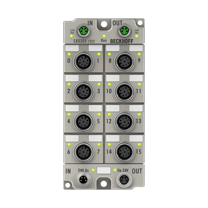 Beckhoff ER8309-1022 EtherCAT Box, multi-functional box, digital, analog, PWM, current-controlled, M12, zinc die-cast