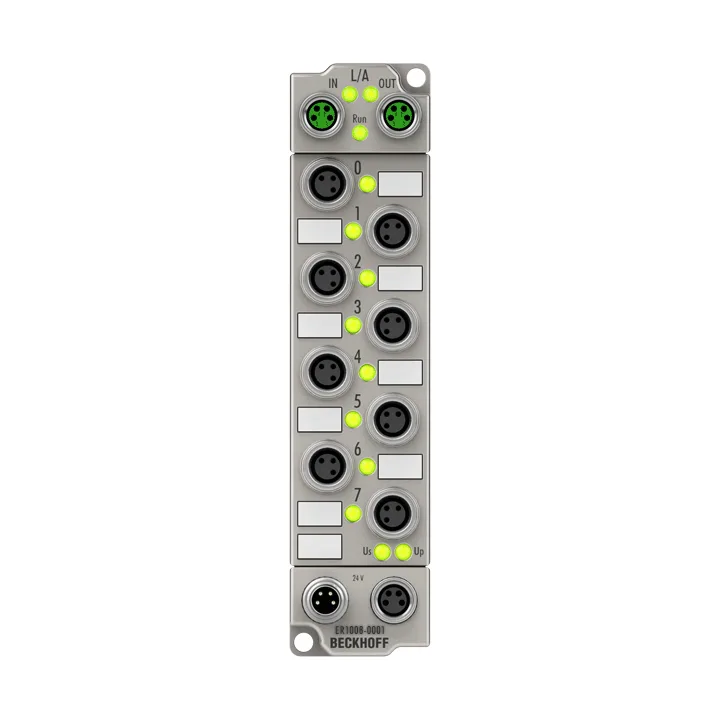 Beckhoff ER1008-0001 EtherCAT Box, 8-channel digital input, 24 V DC, 3 ms, M8, zinc die-cast