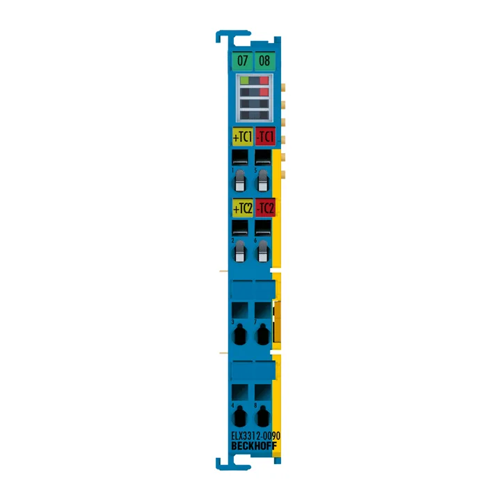 Beckhoff ELX3312-0090 EtherCAT Terminal, 2-channel analog input, temperature, thermocouple, 16 bit, Ex i, TwinSAFE SC