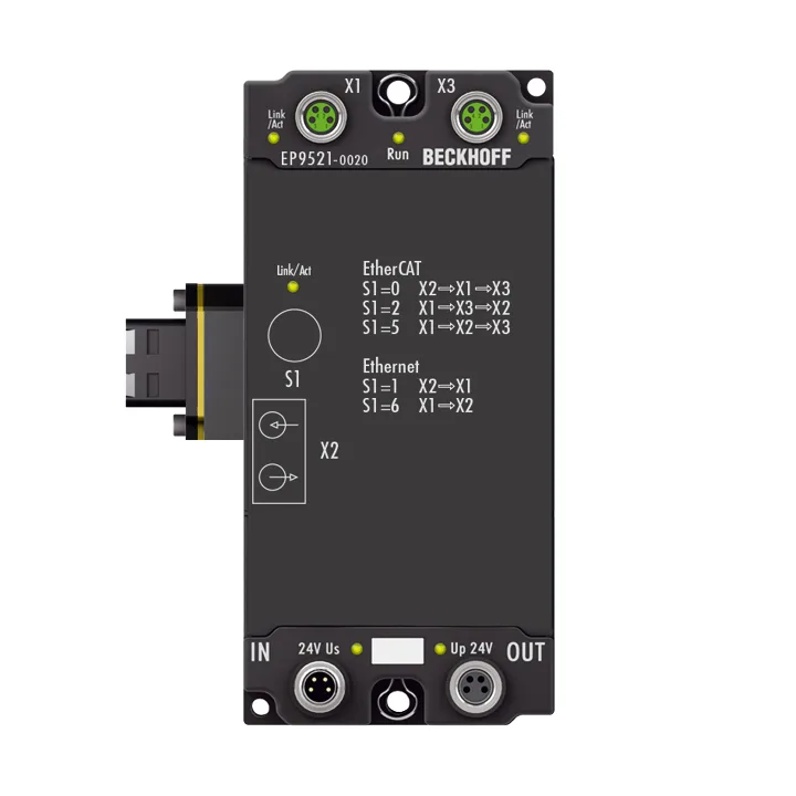 Beckhoff EP9521-0020 EtherCAT Box, media converter, Ethernet/EtherCAT, 100 Mbit/s, 24 V DC