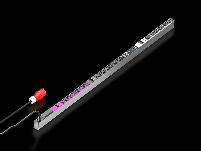 Rittal DK 7979.239 PDU metered 32A/3P CEE 12xC13+12xC19, DK PDU metered, Compact basic power distributor incl energy mearsuremnt per phase, with network interface and display, WHD: 44x1695x70 mm
