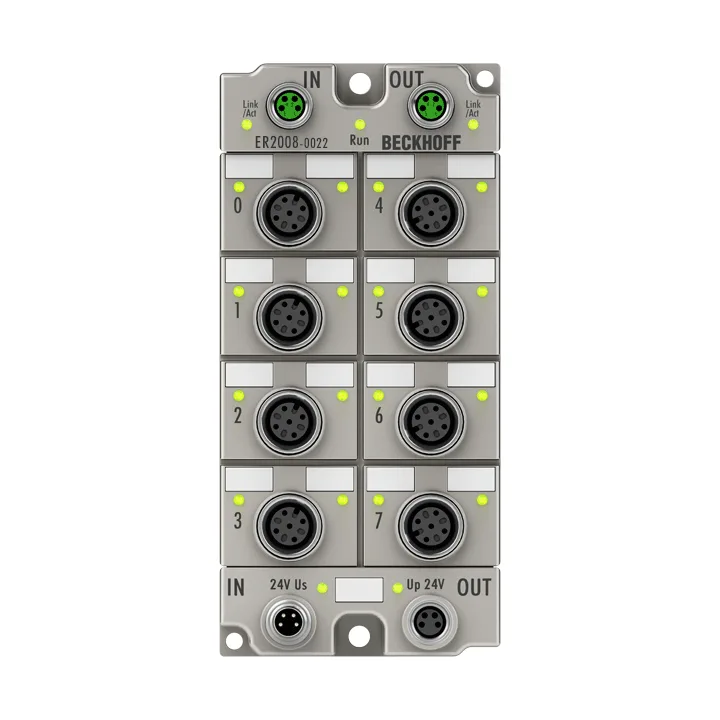 Beckhoff ER2008-0022 EtherCAT Box, 8-channel digital output, 24 V DC, 05 A, M12, zinc die-cast