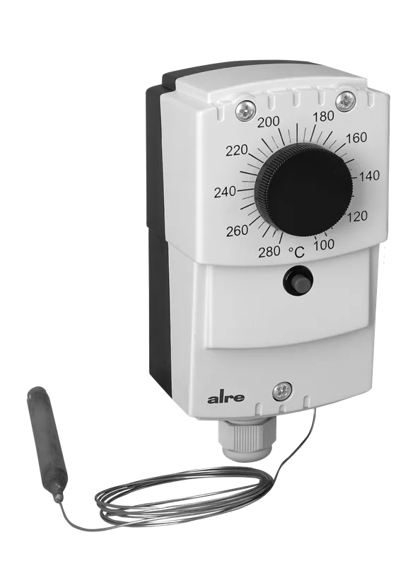 Alre JET-153 Capillary thermostat, wall mounting, 100…280…°C, external setting, external resetting, capillary length 18m