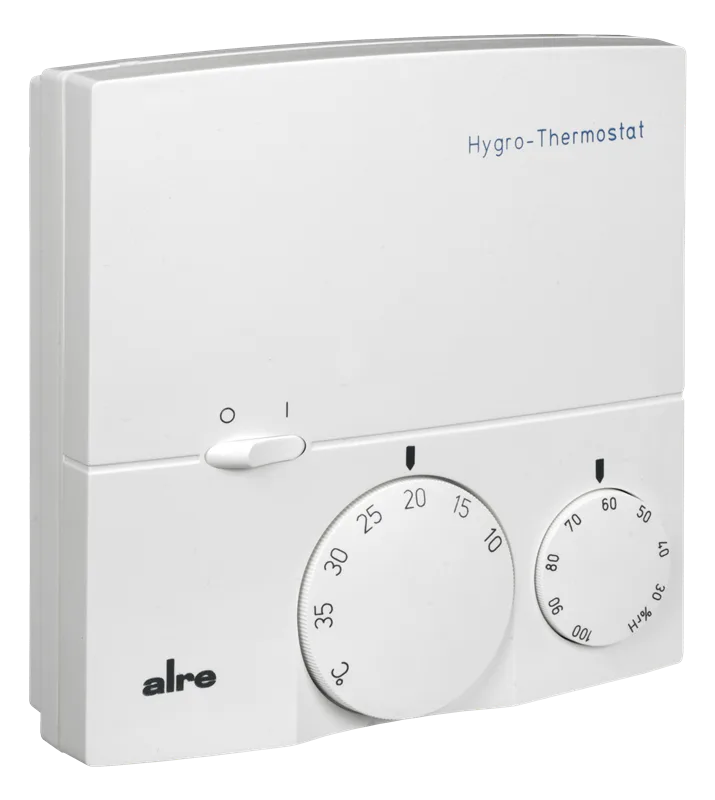 Alre RKDSB-171.000 Room hygrostat, surface-mounted, 24V AC or 230V AC, 10…35…°C, 30…100% rH, two-way contact