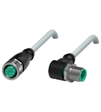 Pepperl+Fuchs V1-G-10M-PUR-ABG-V1-W Cordset M12 socket straight to M12 plug angled A-coded, 4-pin, PUR cable grey, shielded