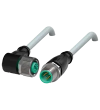 Pepperl+Fuchs V1-W-5M-PUR-ABG-V1-G Cordset M12 socket angled to M12 plug straight A-coded, 4-pin, PUR cable grey, shielded