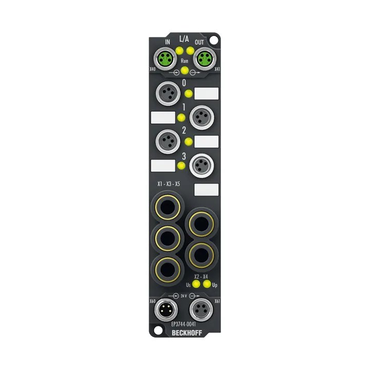Beckhoff EP3744-0041 EtherCAT Box, 4-channel analog input + 8-channel digital combi, pressure, 0…1000 hPa (0…+1 bar), M8