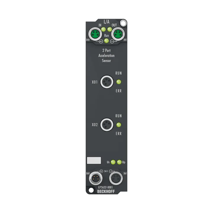 Beckhoff EP3632-0001 EtherCAT Box, 2-channel analog input, IEPE/accelerometer, 16 bit, 50 ksps, M8