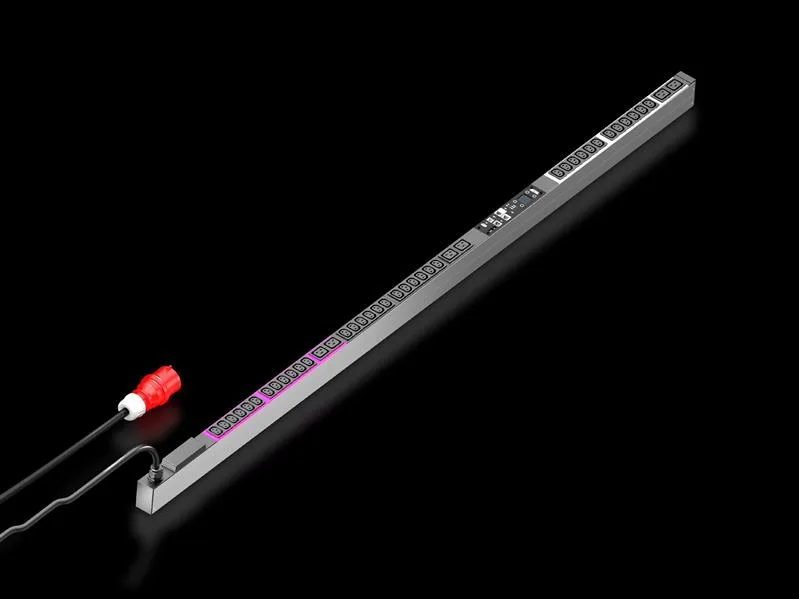 Rittal DK 7979.240 PDU metered 16A/3P CEE 36xC13+6xC19, DK PDU metered, Compact basic power distributor incl energy mearsuremnt per phase, with network interface and display, WHD: 44x1895x70 mm