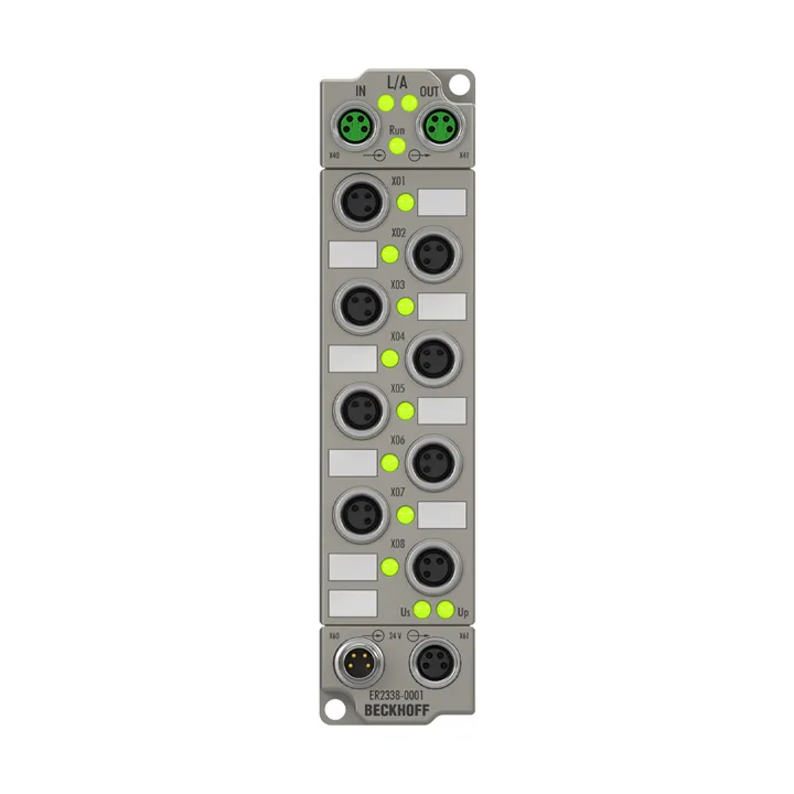 Beckhoff ER2338-1001 EtherCAT Box, 8-channel digital combi, 24 V DC, 3 ms, 05 A, M8, zinc die-cast