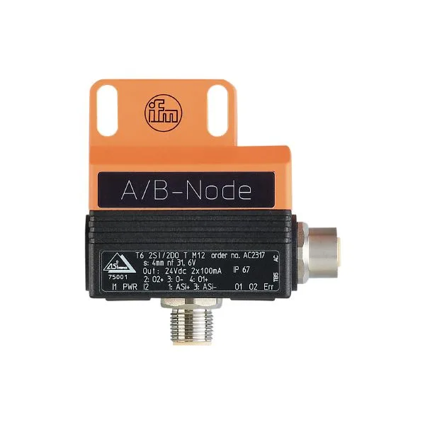 IFM DUAL SENSOR T6 2SI 2DO T M12 Pnömatik çeyrek dönüşlü aktüatörler için çiftli AS-i sensör