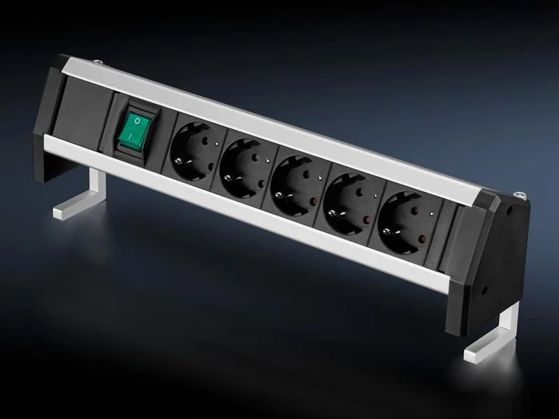 Rittal AS 4051.114 5-fold table power socket strip with switch 230 V / 50 Hz for attachment to the desktop