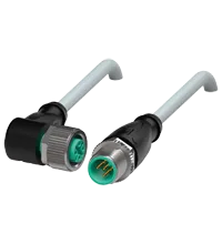 Pepperl+Fuchs V15-W-5M-PVC-V15-G Cordset M12 socket angled to M12 plug straight A-coded, 5-pin, PVC cable grey
