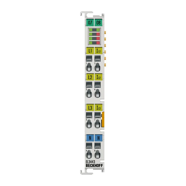 Beckhoff EL3443 EtherCAT Terminal, 3-channel analog input, power measurement, 480 V AC/DC, 1 A, 24 bit