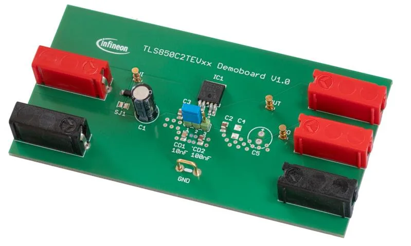 Infineon TLS850C2TE V33 BOARD Demoboard of TLS850C2TE V50 : 500 mA, 33V, TO-252-5 (DPAK),always on, low Iq
