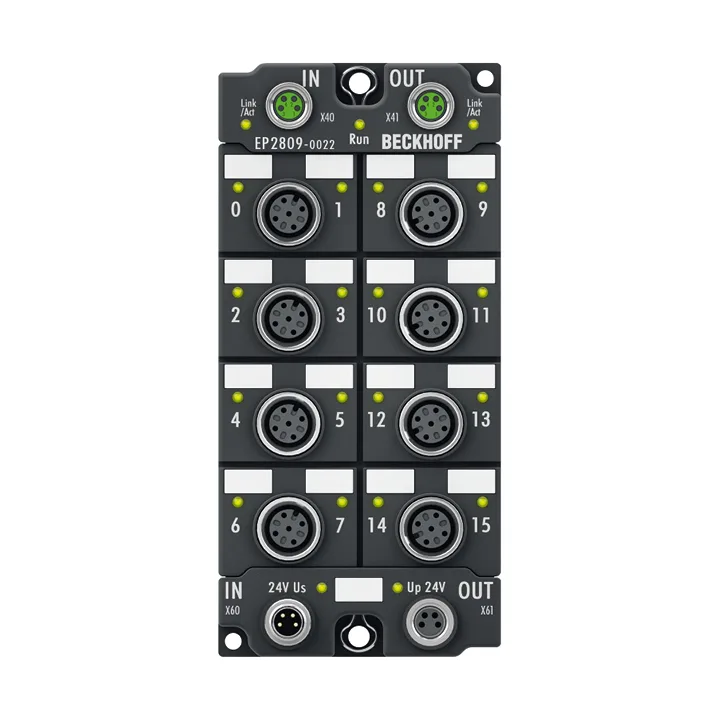 Beckhoff EP2809-0022 EtherCAT Box, 16-channel digital output, 24 V DC, 05 A, M12