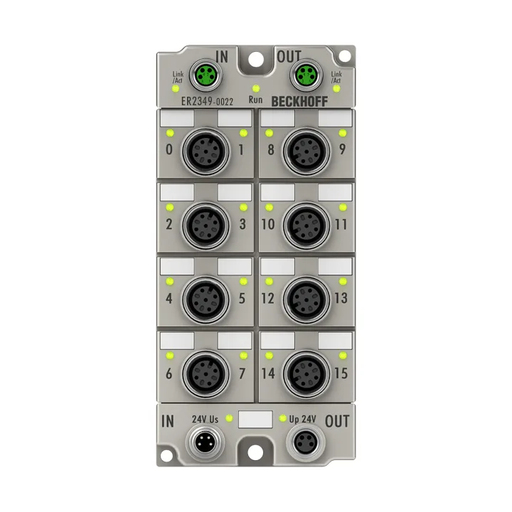 Beckhoff ER2349-0022 EtherCAT Box, 16-channel digital combi, 24 V DC, 10 µs, 05 A, M12, zinc die-cast