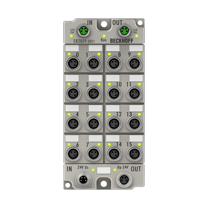 Beckhoff ER2809-0021 EtherCAT Box, 16-channel digital output, 24 V DC, 05 A, M8, zinc die-cast