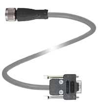 Pepperl+Fuchs V15-G-2M-PVC-SUBD9 Adapter cable M12 socket straight A-coded 5-pin to Sub-D-plug 9-pin, PVC cable grey