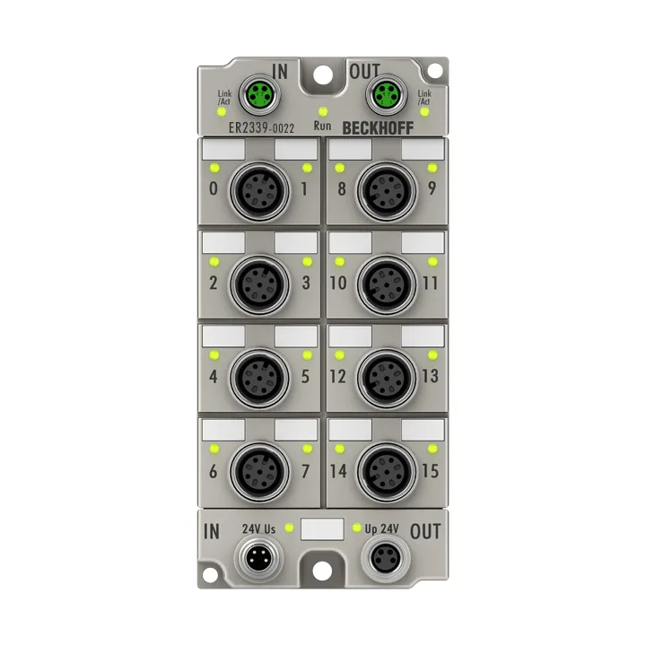 Beckhoff ER2339-0022 EtherCAT Box, 16-channel digital combi, 24 V DC, 3 ms, 05 A, M12, zinc die-cast