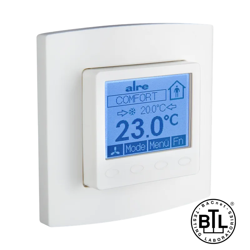 Alre KTRBUu217.456#21 BACnet room controller flush-mounted, 230V AC, alre frame, cover 50x50mm, pure white, gloss